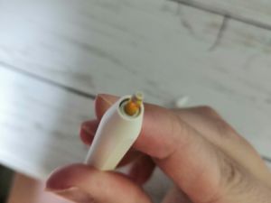 アップルペンシルの折れたペン先がペンの中に残っている写真